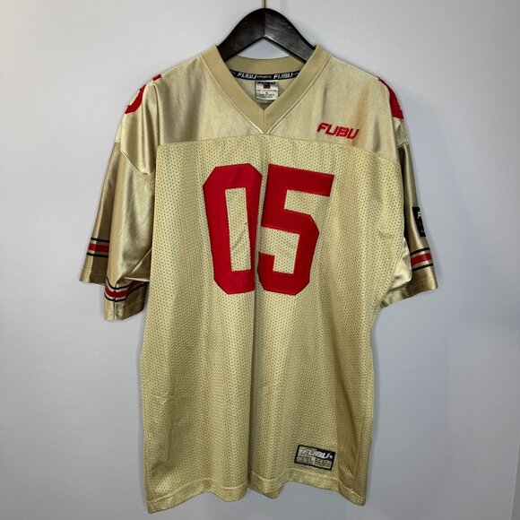 Vintage FUBU Gold Streetwear Limited Edition Football 05 Jersey Mens XL - Picture 1 of 13